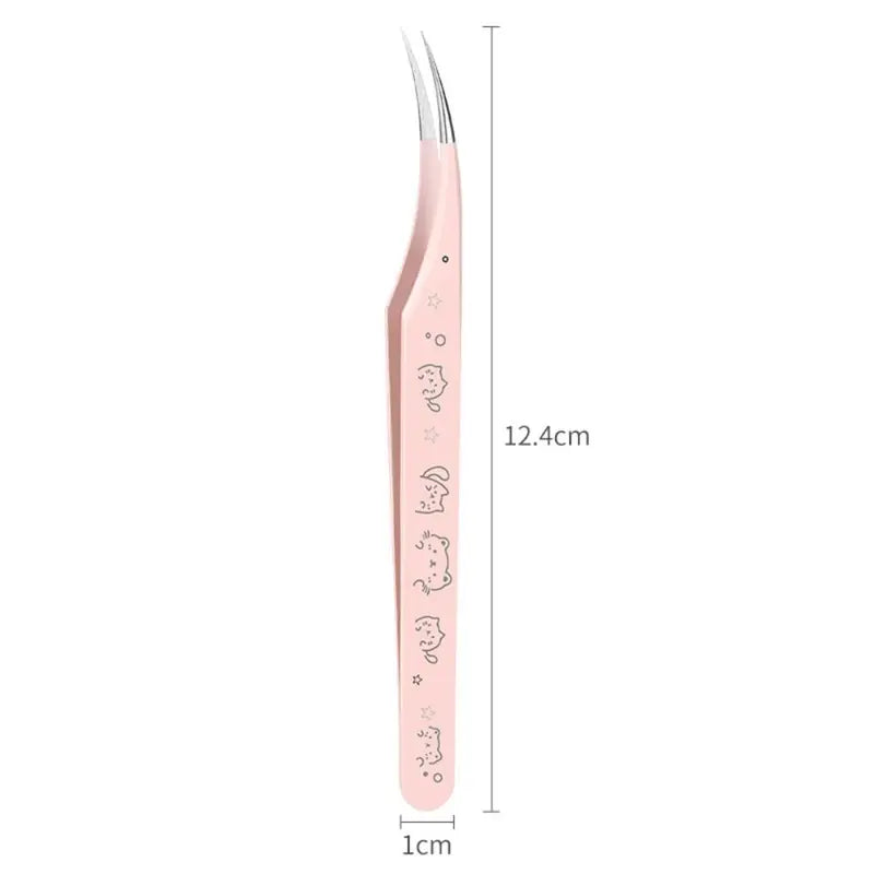 Eyelash Curler Tweezers Stainless Steel False Eyelash Applicator with Cartoon Pattern
