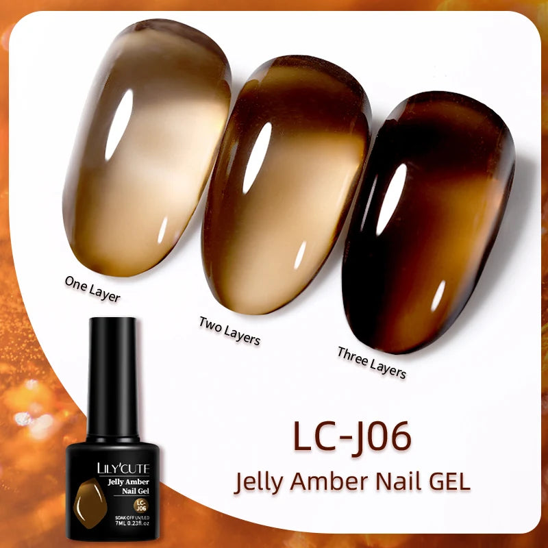 7ml Jelly Amber Gel Nail Polish - Translucent Color UV Gel for Nail Art