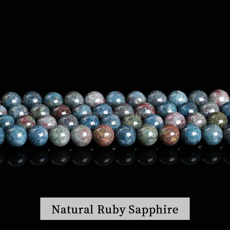 Natural Stone Ruby Sapphire Bead Round Loose Spacer 6-10mm Jewelry Making