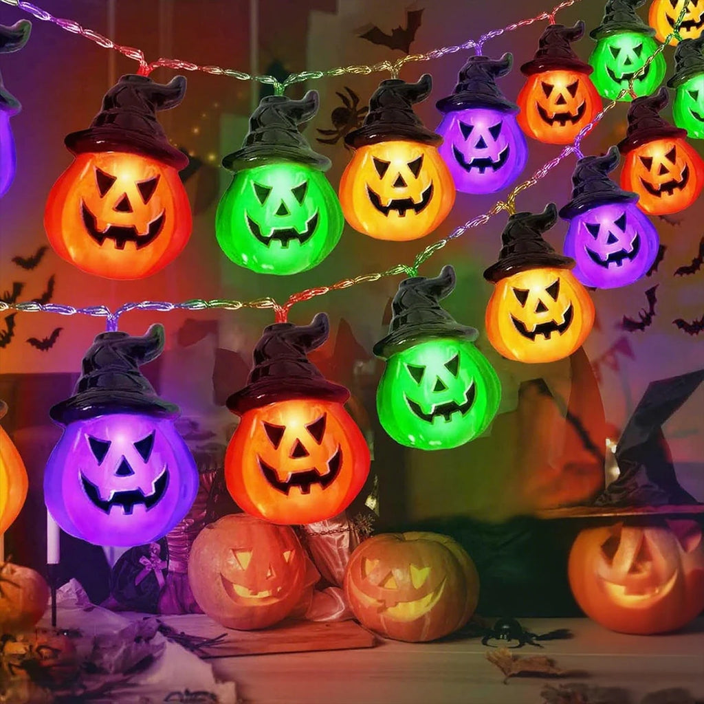 Halloween String Lights with Black Hat Pumpkin Fairy Lights - Indoor & Outdoor Decor