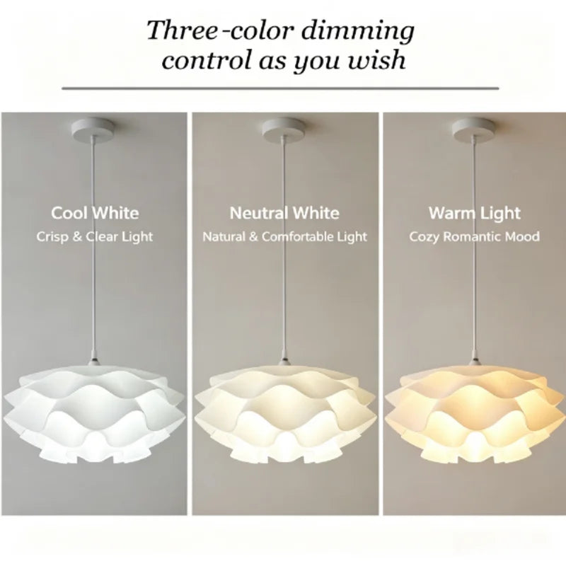 Modern Flower Pendant Light Chandelier for Living Room Bedroom Adjustable Height Ambient Lighting