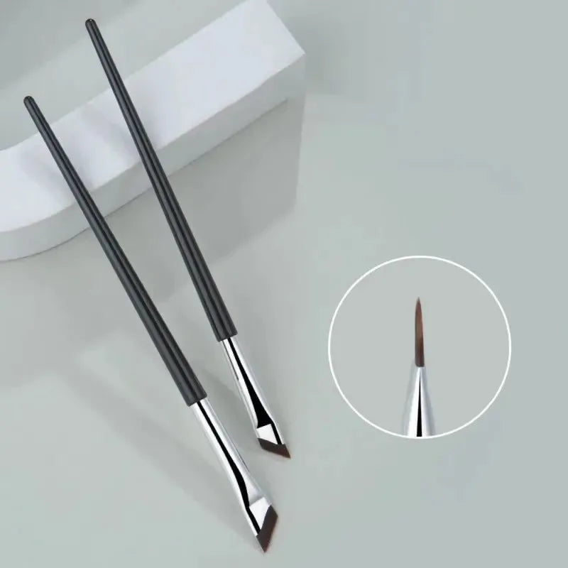 Ultra Thin Fine Eyeliner & Eyebrow Makeup Brush Set - Precise Flat Angled Tools