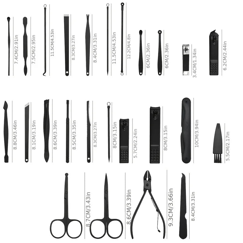 Professional Manicure & Pedicure Set 10/15/25 pcs Nail Clipper Kit with Portable Case