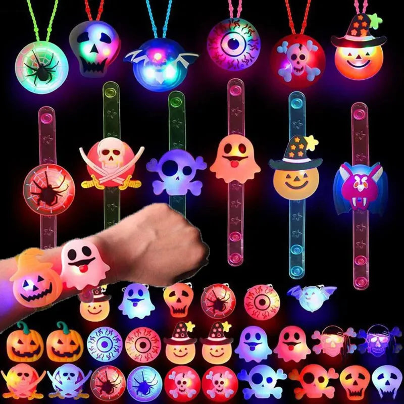 Glow-in-the-Dark Halloween Bracelets and Rings Kids Party Favors 12-36 Pack