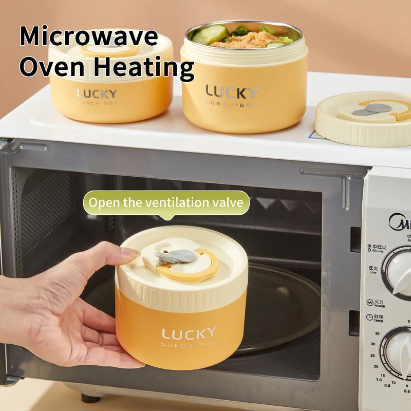 Insulated Stainless Steel Lunch Box for Kids - Microwave Safe, Stackable Food Container