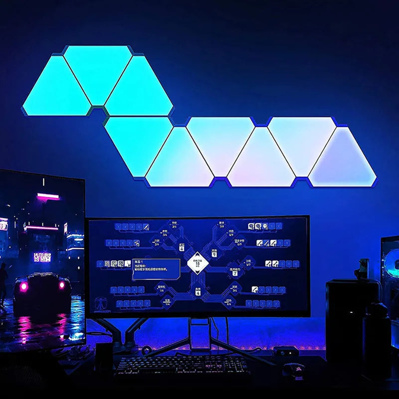 RGB LED Triangular Wall Lamp for Bedroom Office Decor - Smart Pickup Rhythm Light