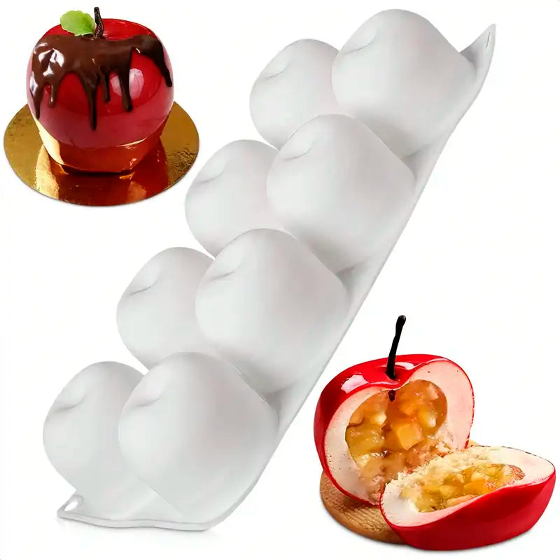 8 Cavity Apple Shaped Silicone Dessert Mold Non-Stick Food Grade Baking Tool