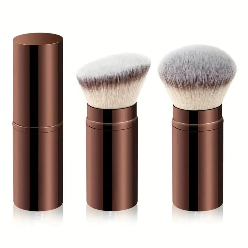 Portable Foundation Makeup Brush Set with Retractable Lid - Face Concealer Blush Tools