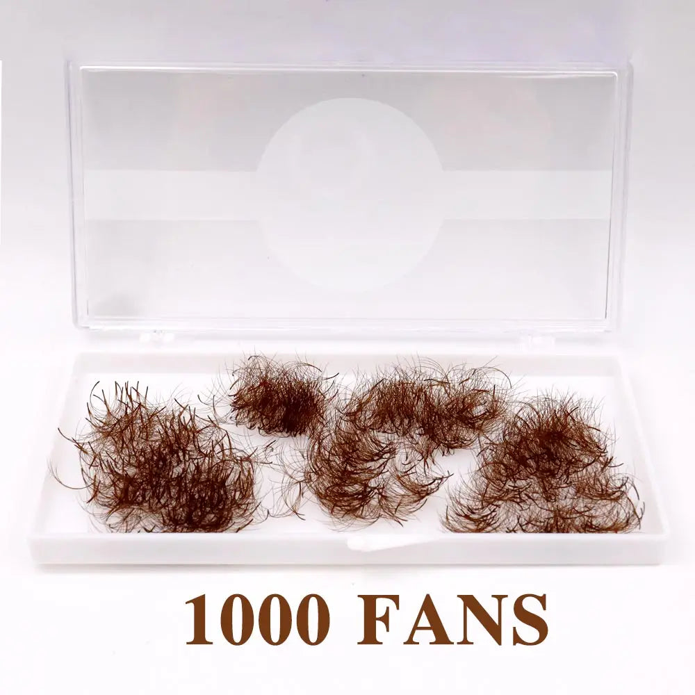 Premade Volume Lash Extensions - Brown PBT Fans, C/D Curl, 8-15mm Length
