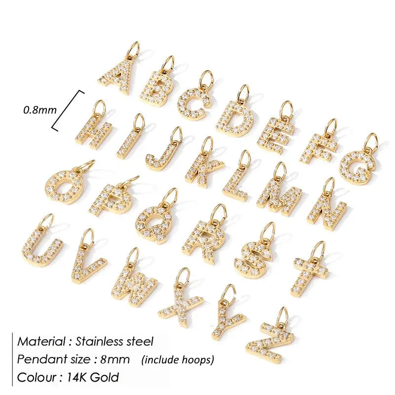 Letter Pendant Necklace & Bracelet Set - Alphabet Initial Charms Jewelry