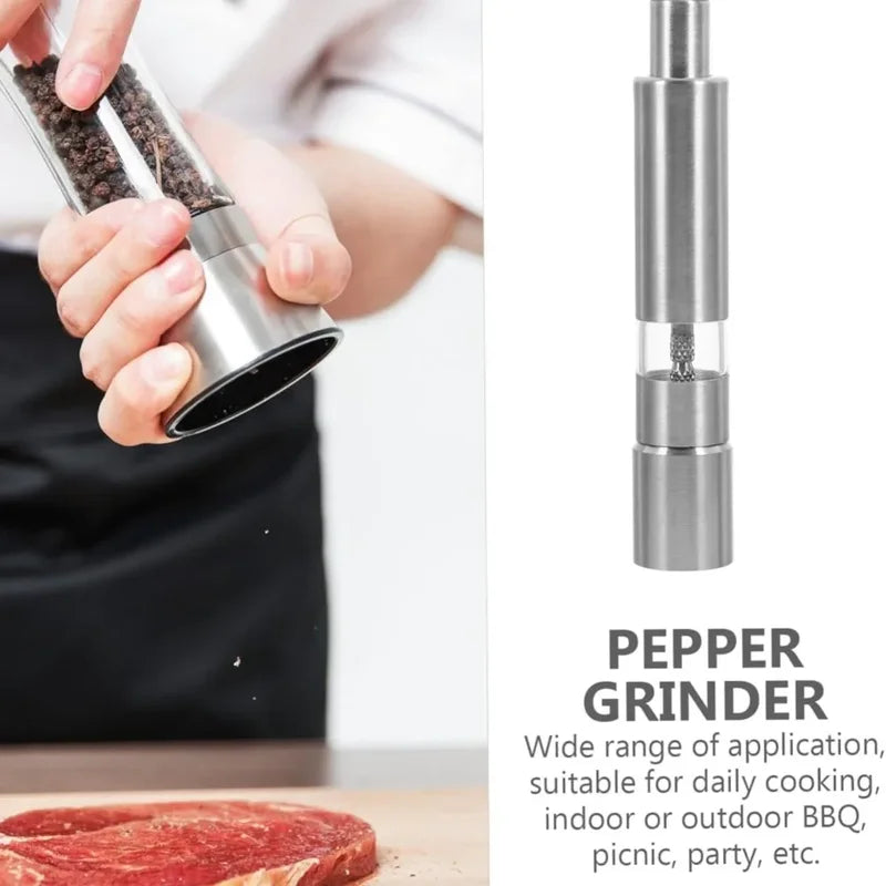 Salt and Pepper Grinder Set - Stainless Steel Handheld Spice Mill for Kitchen