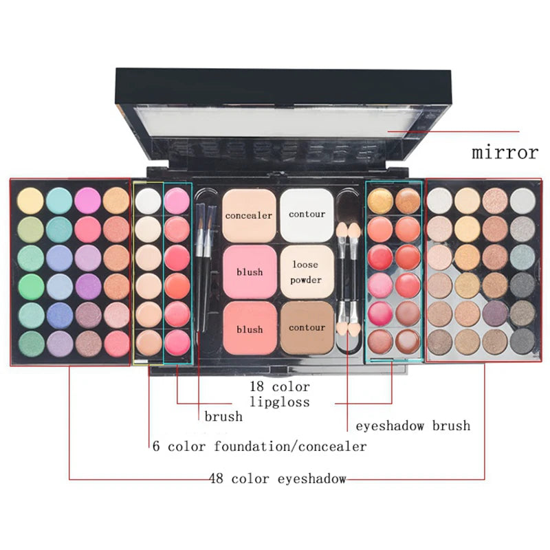Vibrant Glitter Eyeshadow Palette Waterproof Matte & Shimmer Colors for Makeup