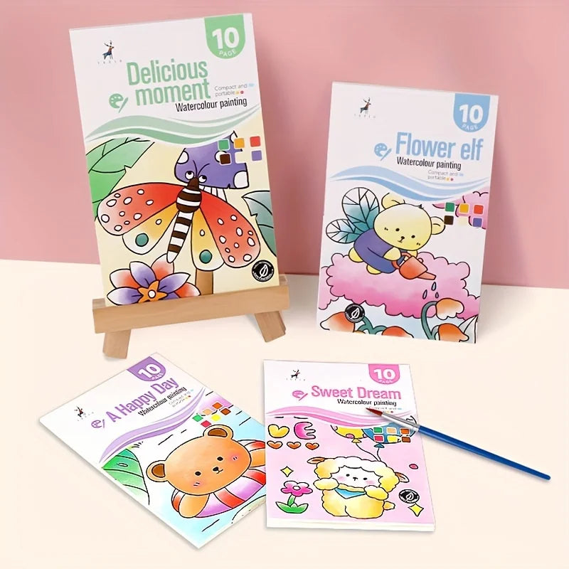 Watercolor Painting Kit with 1 Book and Pen - Self-contained Art & Craft Set