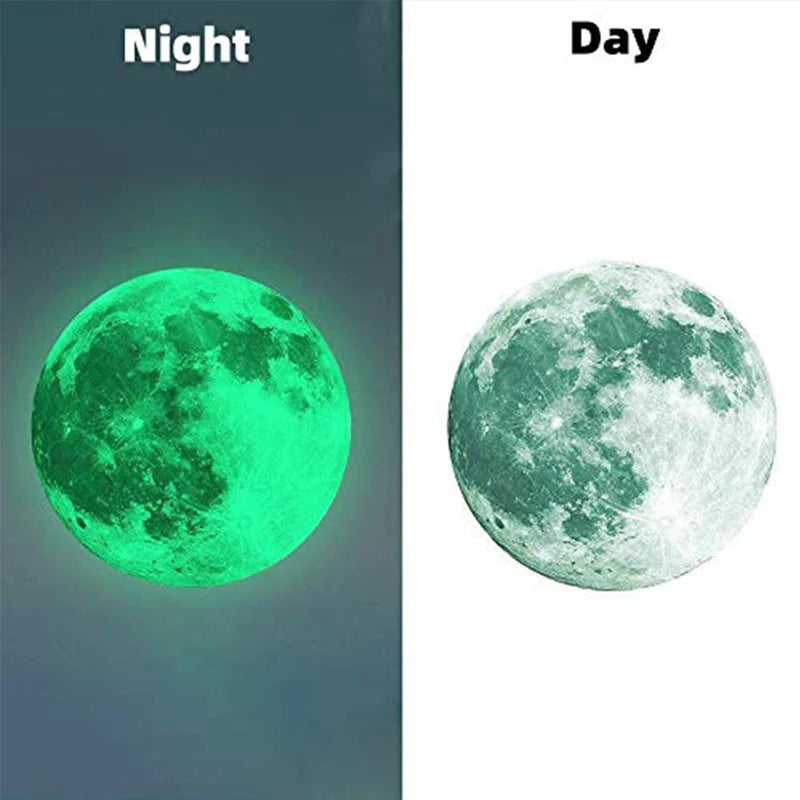 Glow in The Dark Moon Wall Sticker for Kids Baby Room Space Decor - 3D Planet Wall Decal