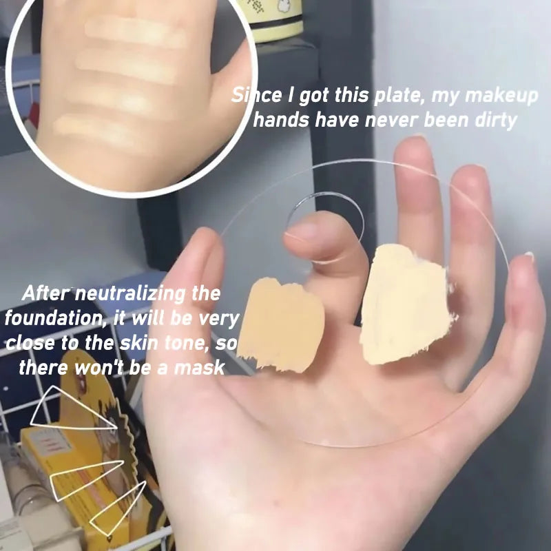 Transparent Makeup Mixing Palette - Acrylic Foundation Tray & Spatula Set