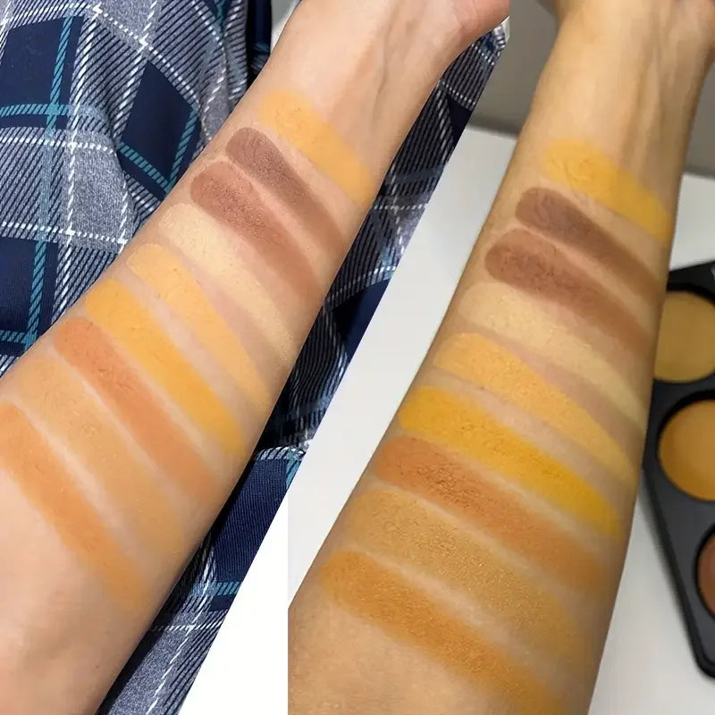 9-Color Dark Bronze Makeup Palette for Contouring & Concealing - Matte Finish with Shimmer