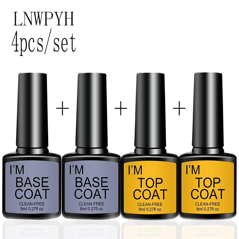 Clear Gel Nail Polish Kit - Base & Top Coat Set for Semi-Permanent Manicure