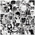 Anime Horror Girl Stickers 50PCS Black & White Aesthetic DIY Scrapbooking Notebook Laptop Luggage Skateboard Car Decals