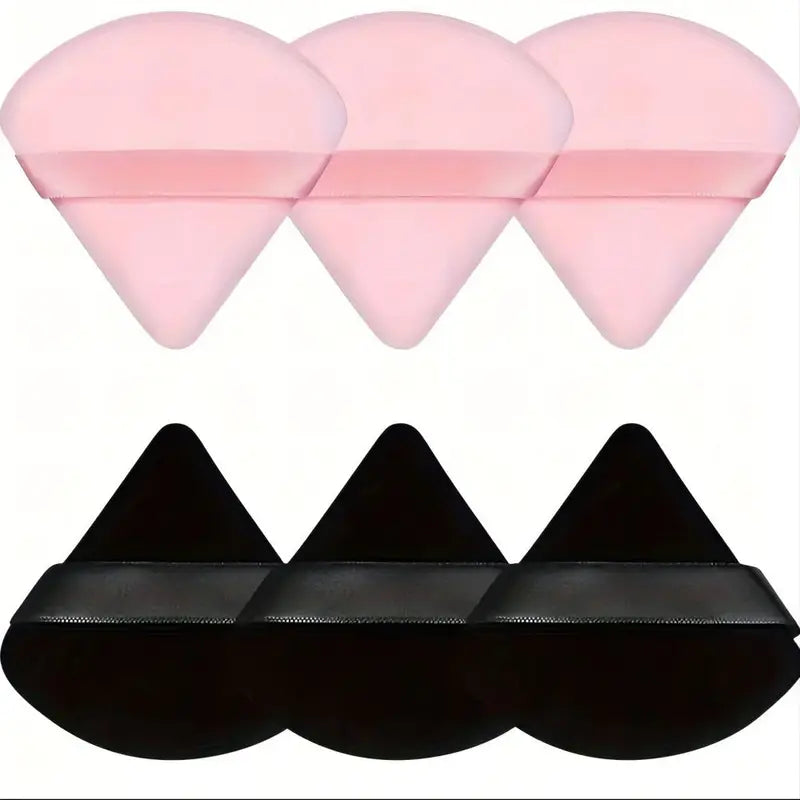 6 Pcs Makeup Powder Puffs Set - Soft Velour Triangle Face Sponges