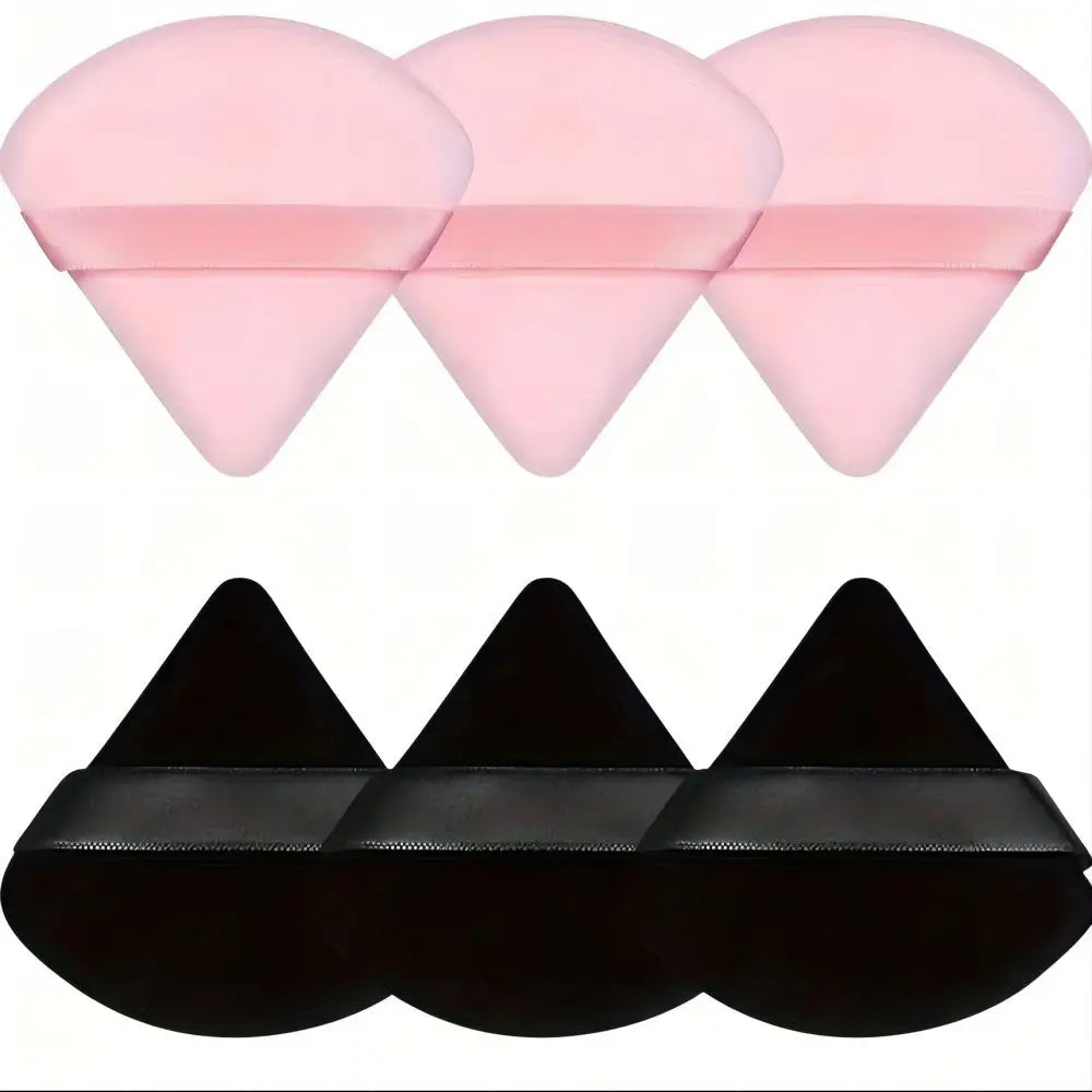 6 Pcs Makeup Powder Puffs Set - Soft Velour Triangle Face Sponges