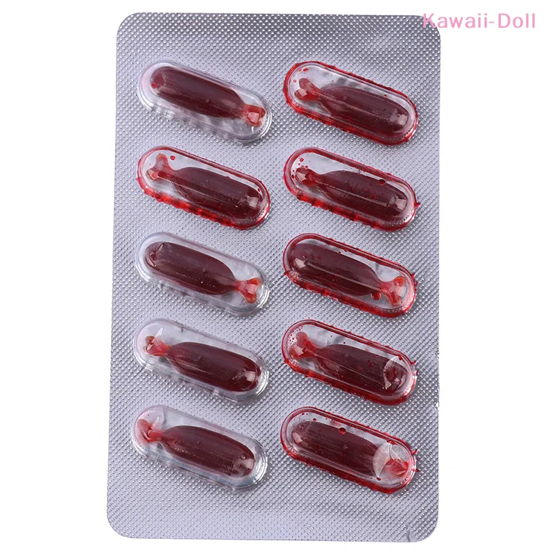 Fake Blood Capsules for Halloween Makeup & Pranks - 10pcs