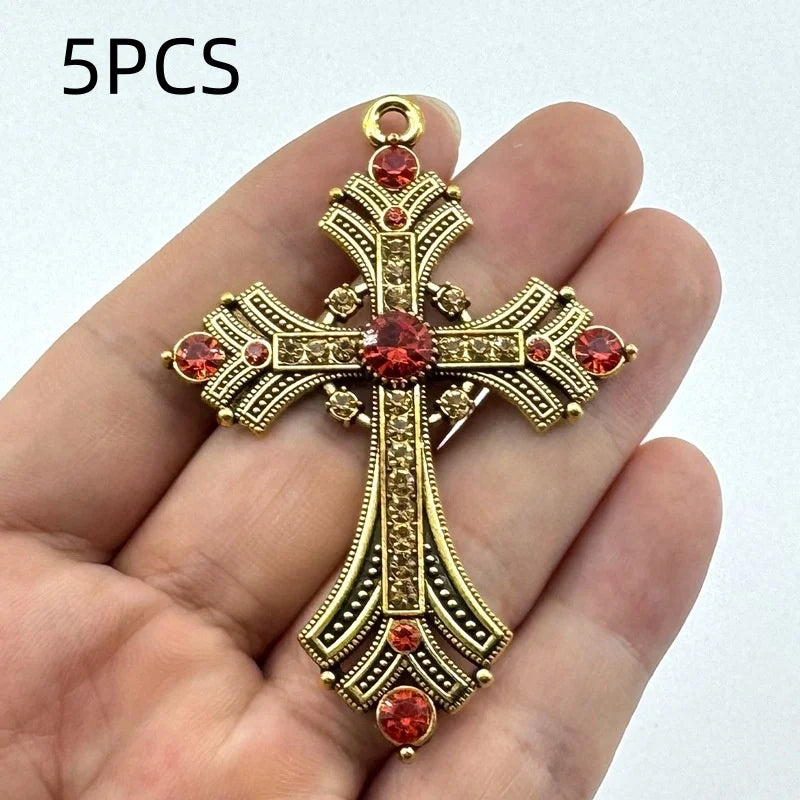 Cross Pendant Keychain Bag Charm Set - Retro Diamond Hip Hop Accessories DIY Jewelry