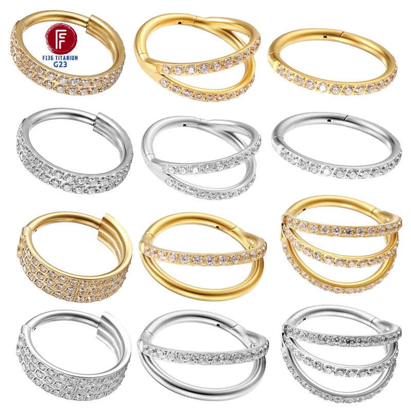 Titanium Body Piercing Nose Ring Septum Clicker Cartilage Earring Set