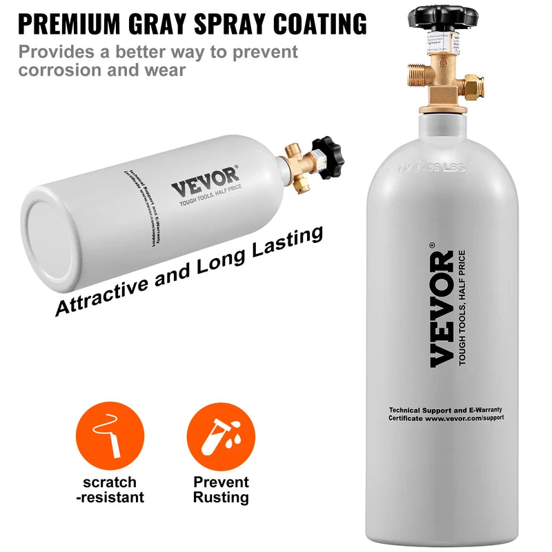 5 Lbs Aluminum CO2 Tank with Gray Powder Coating and CGA320 Valve