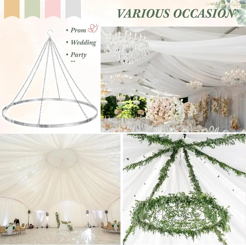 12/24 Inch Silver Metallic Ceiling Drape Kit for Weddings & Events - Hardware Included