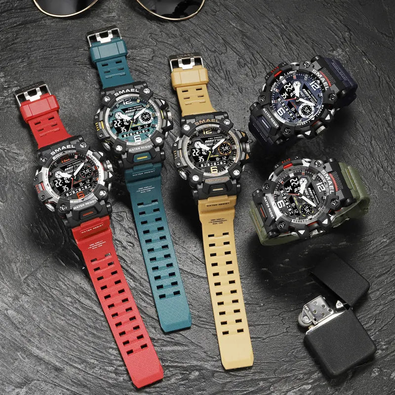 Men's Digital Sports Watch Waterproof Dual Display Quartz Military Watch