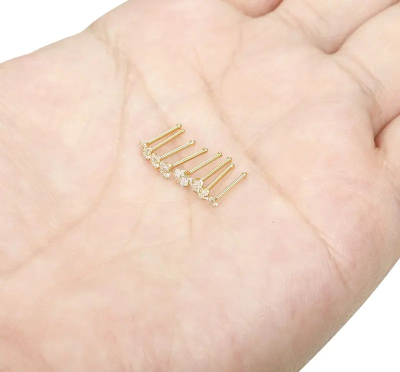 Hypoallergenic Nose Piercing Jewelry Studs for Women Men - Surgical Steel Cubic Zirconia