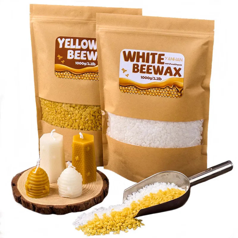Pure Beeswax for Candle Making - Natural Granular Raw Materials - 1000g