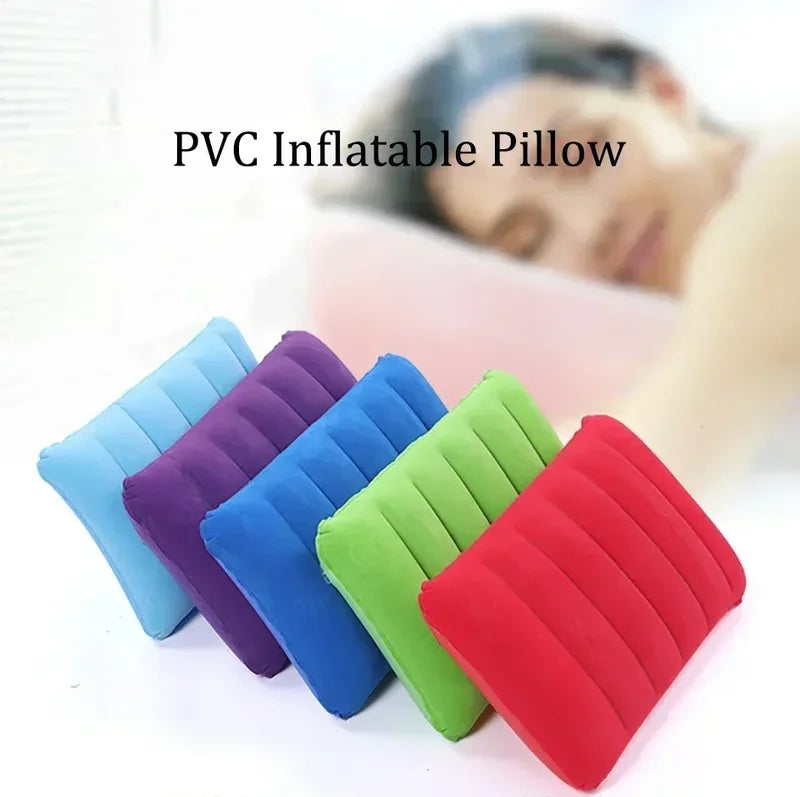 Inflatable Air Cushion Pillow for Camping Travel and Outdoor Use - Folding Square Head Rest