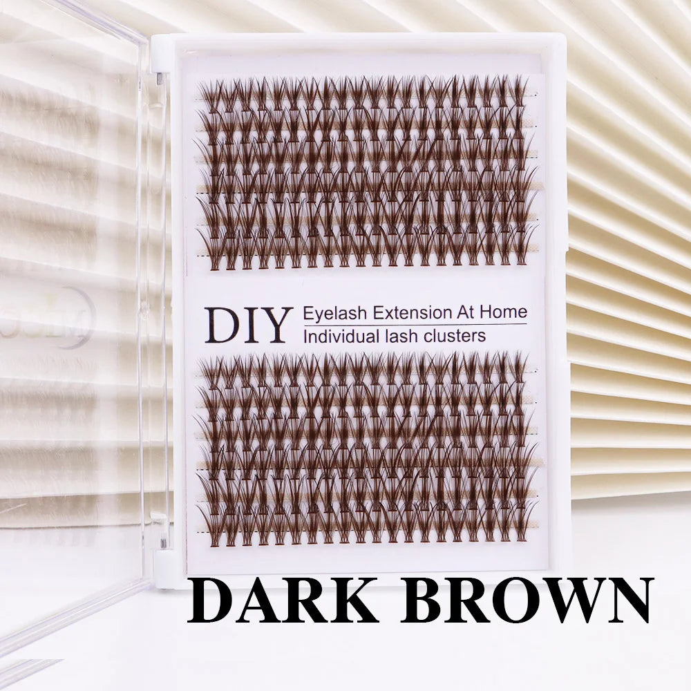 Colored Fake Eyelash Clusters for Extensions - Brown Mix, 14mm-30mm