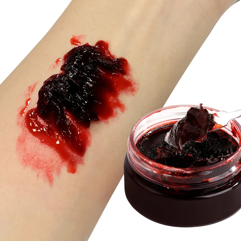 Halloween Fake Blood Makeup Kit with Sponge - Realistic Coagulated Blood for Party Costumes