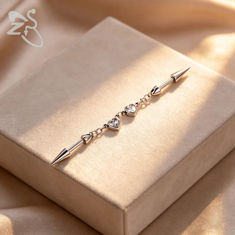 Industrial Steel Earrings Barbell Heart Star CZ Dangle Jewelry for Ear Cartilage Helix Piercings