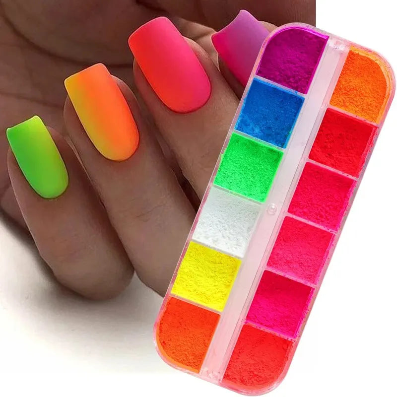 Colorful Neon Powder Glitter for Nails and Crafts - Fluorescent Pigment Dust
