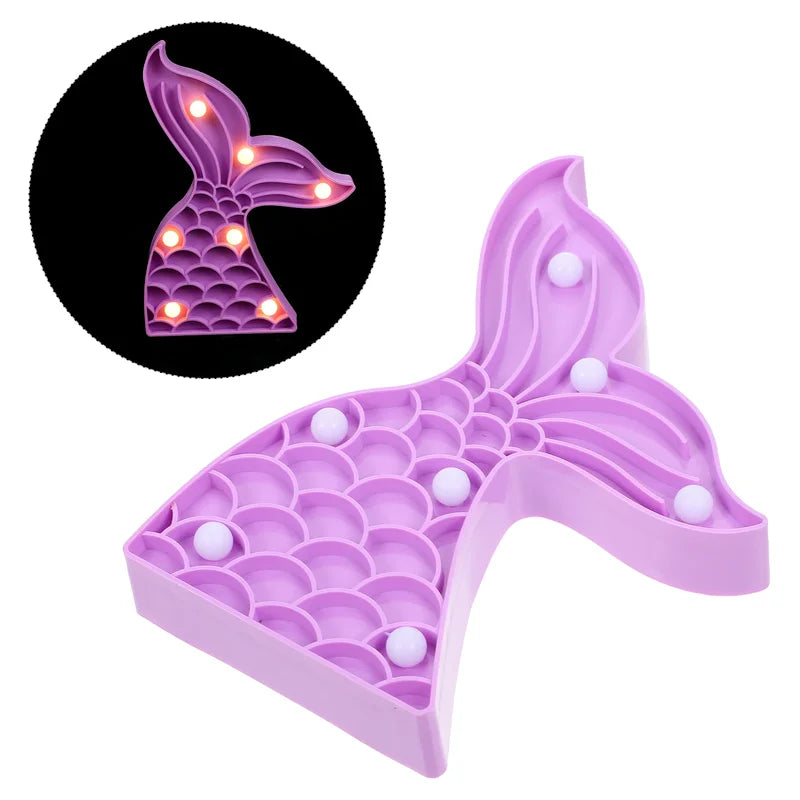 Mermaid Tail LED Night Light Indoor Lamp Kids Bedroom Decor Cute Cartoon Gift