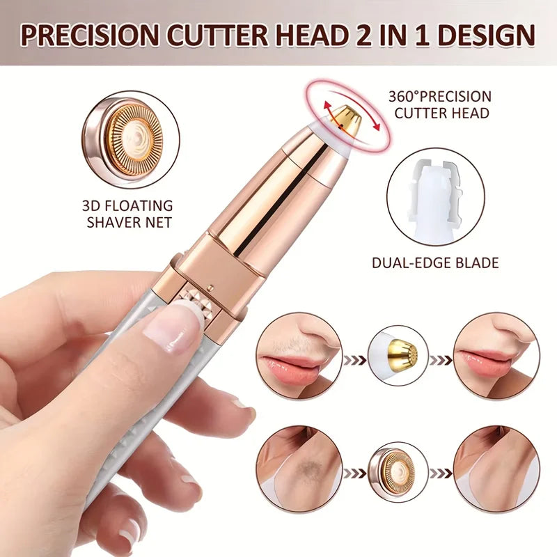 Women's 2-in-1 Electric Hair Removal & Eyebrow Trimmer Device with LED Light
