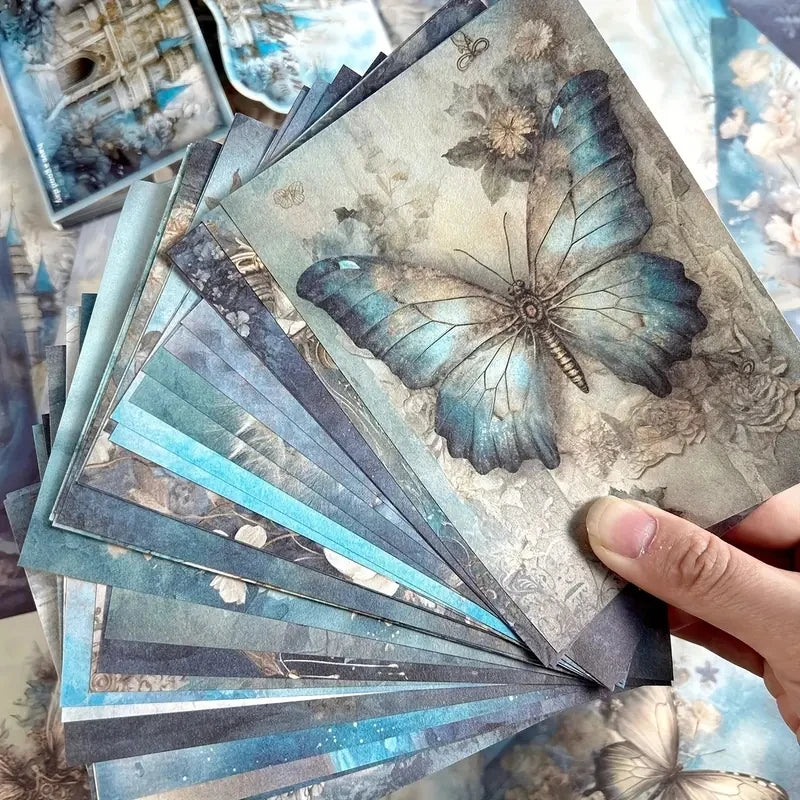 50 Pieces Vintage Scrapbooking Paper Set Handmade Collage Background Craft Material