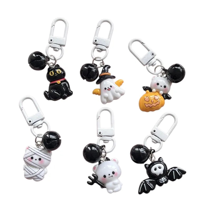 Halloween Keychain Pendant Set - Spooky Ghost Trickster Party Favors Bulk