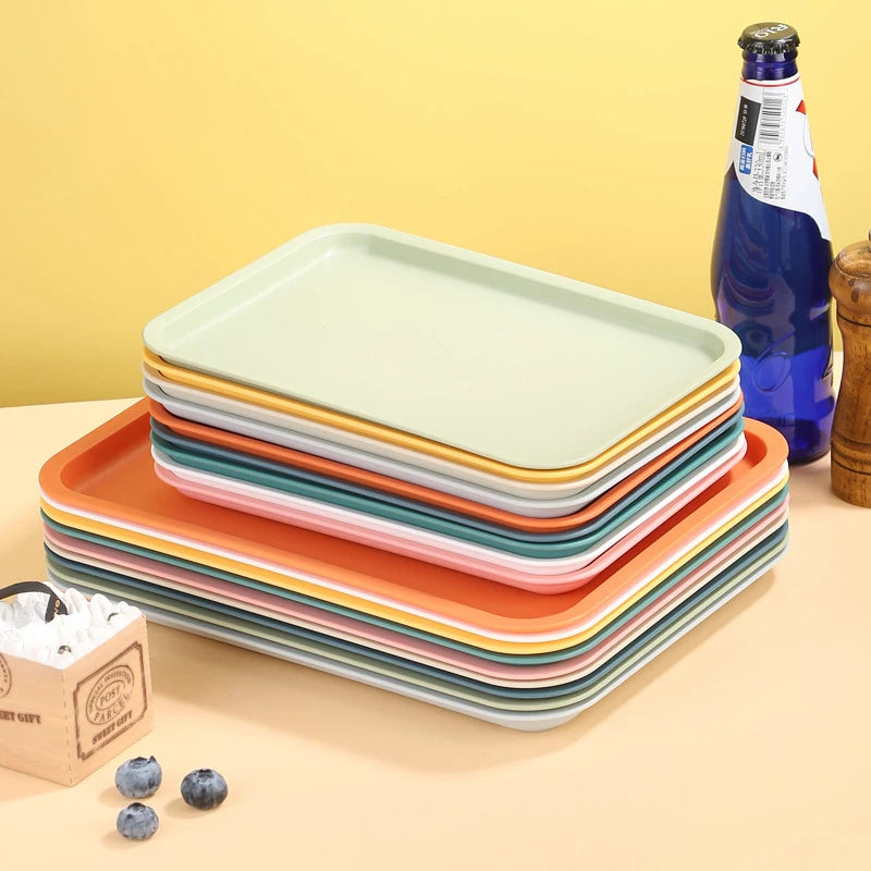 Rectangular Plastic Food Storage Tray - Multi-Color Food Serving Plate