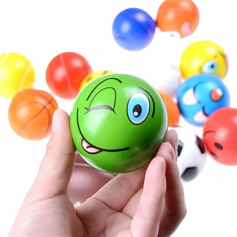 12-Pack Soft Stress Balls - Funny Expression PU Foam Squeeze Toys for Wrist Exercise and Anxiety Relief