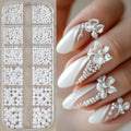 12-Grid Mixed White Pearl Nail Charms for Manicure DIY Jewelry