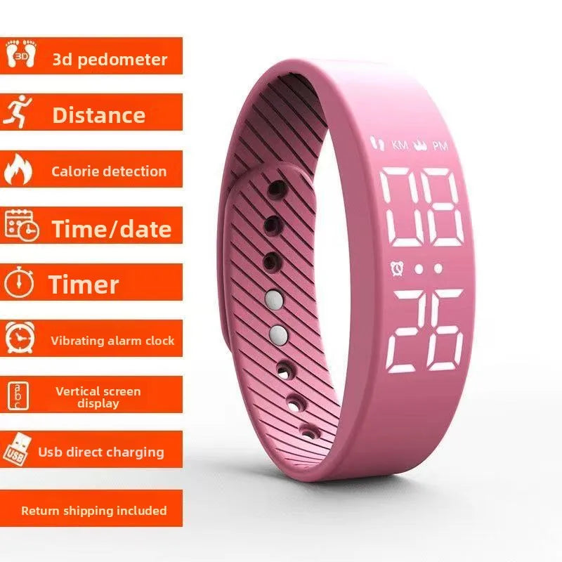 Unisex Digital Sport Watch Waterproof Silent Vibration Alarm Pedometer