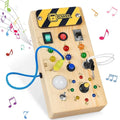 Wooden Sensory Busy Board with LED Light Switch for Children 2-4 Years