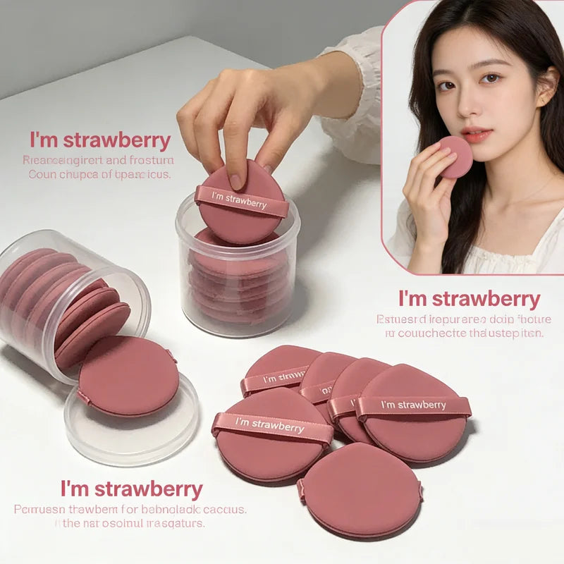 Pink Drop-Shaped Makeup Powder Puffs Set of 7 for Face & Foundation