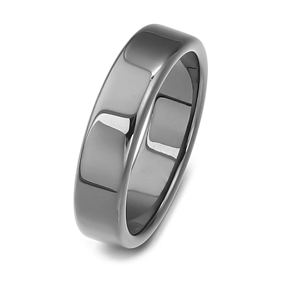 Natural Hematite Stone Ring Set for Women & Men - 16-21mm Flat Round Jewelry Gift