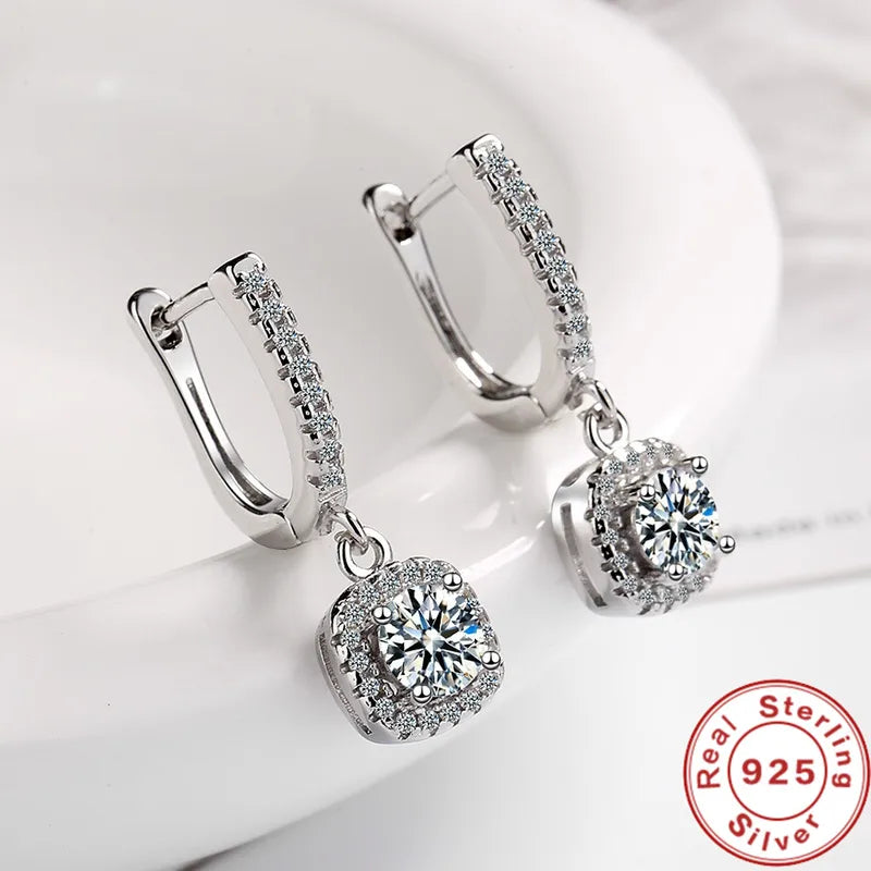 2CT Moissanite Hoop Earrings for Women Sterling Silver Dainty Dangle Jewelry