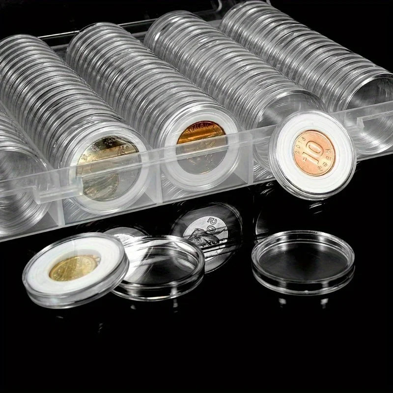 27mm Coin Capsules 100-Pack Plastic Storage Organizers for Coin Collection